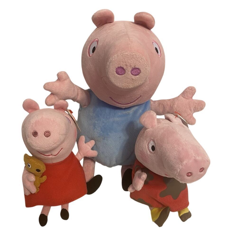 Ty Beanie Peppa Pig Plush Lot3 Peppa & TeddyBear PeppaMuddy PeppaPig SnortSnort